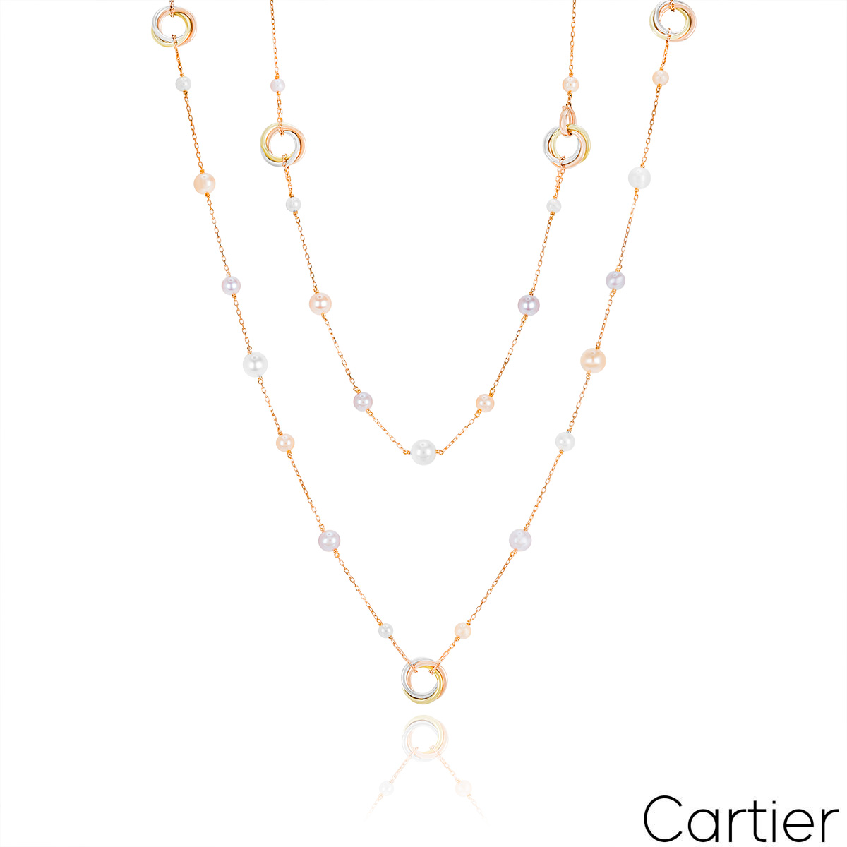 Cartier Rose Gold Pearl Trinity De Cartier Necklace